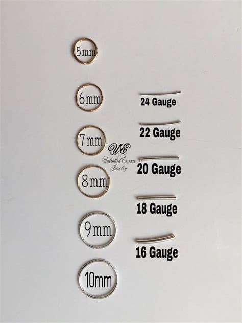 normal septum piercing gauge|septum ring sizes chart.